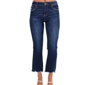 Risen Mid Rise Cropped Slim Straight Dark Wash Jeans Size 1/25 Style RDP5405‎